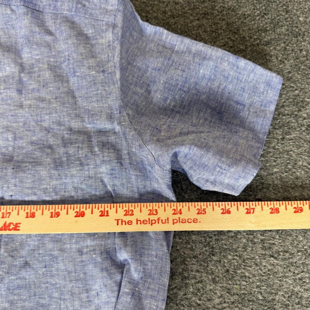 UNTUCKit Mens XL Blue Linen Wrinkle Resistant Short Sleeve Shirt NEW Button Up - Picture 5 of 7